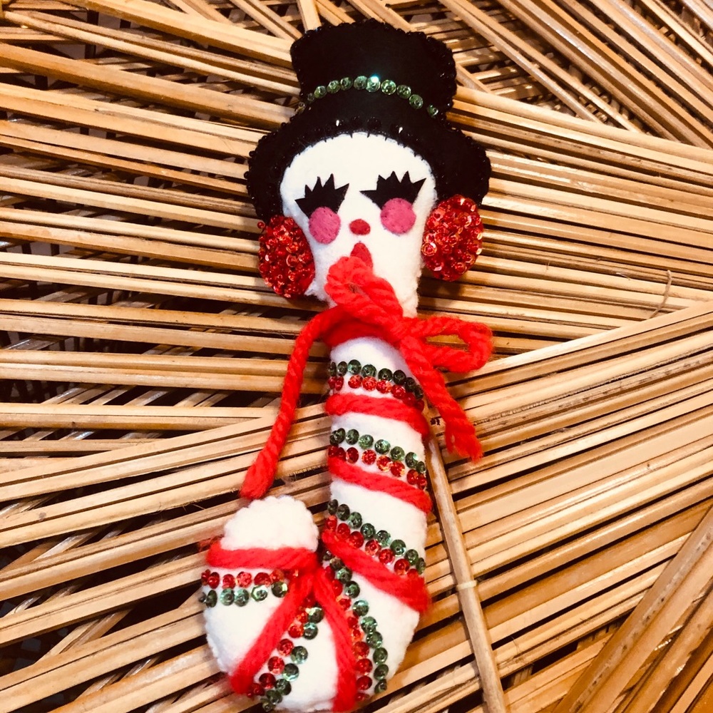 Vintage Candy Cane Felt Ornament